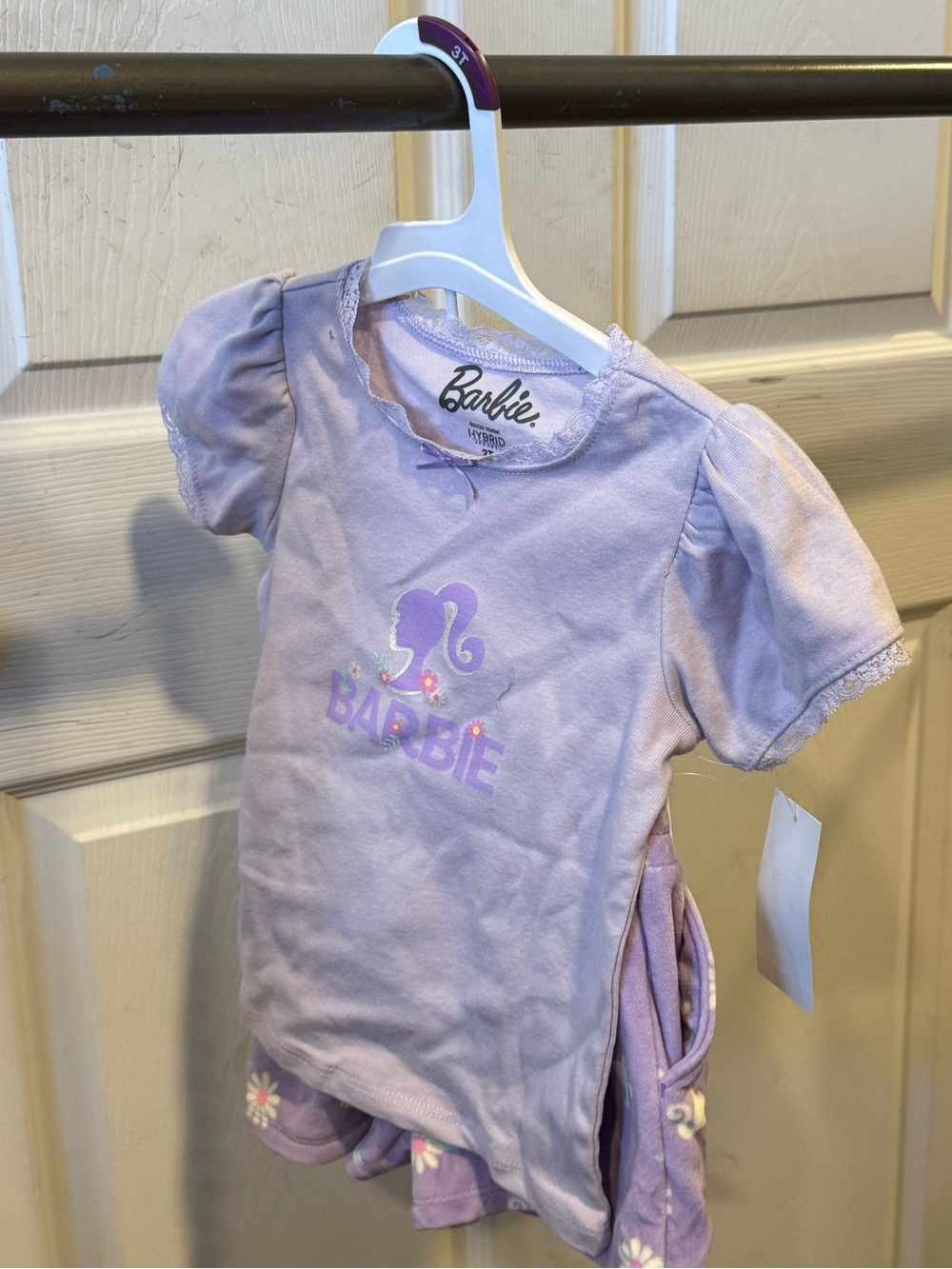 Barbie Lavender Puff Sleeve Short Sleeve Top and Shorts Set
